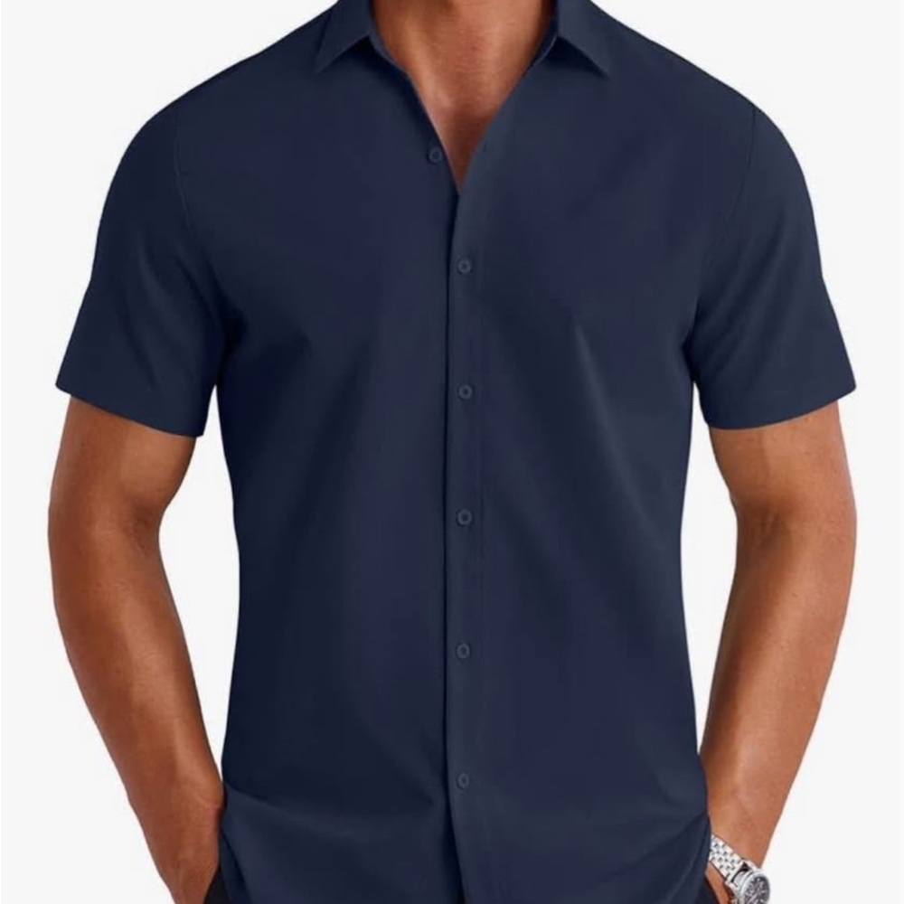 Men's Navy Blue Short Sleeve Shirt